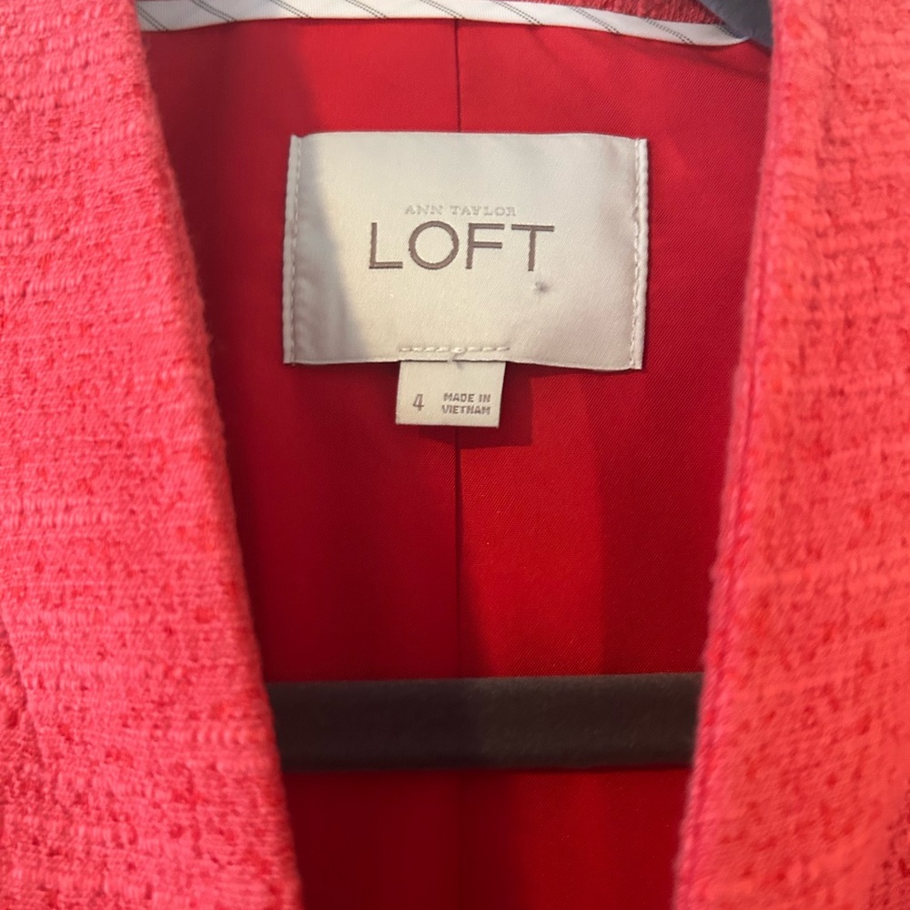 Loft Rose Colored Single-Button Textured Blazer - image 3
